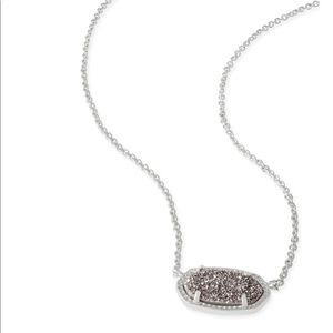 Elisa Silver Pendant Necklace In Platinum Drusy